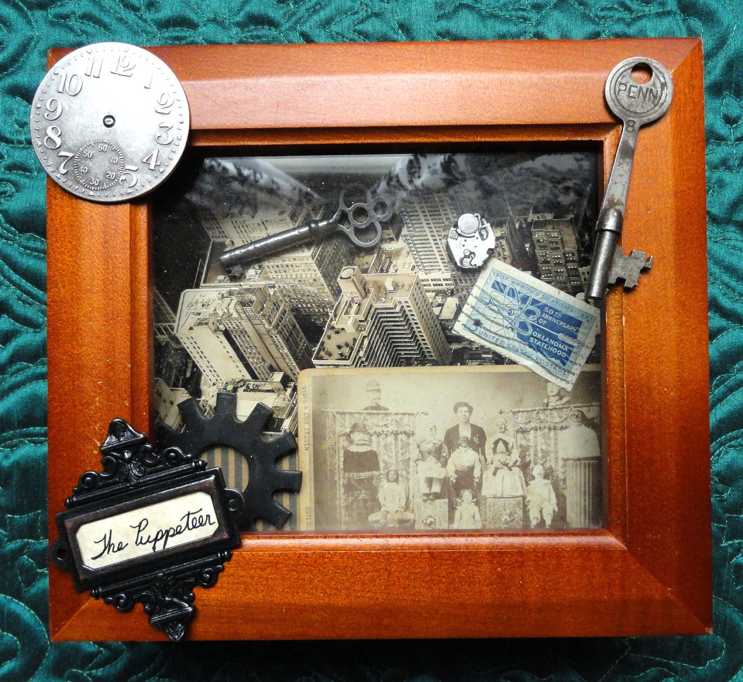 Steampunk Shadowbox - Steampunk Decor -luxury gift - Franklin the Puppeteer - Mixed Media Art