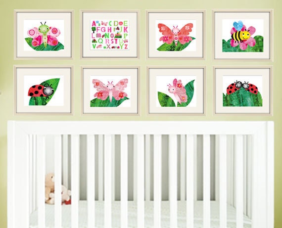 Art for children , baby nursery decor, kids room decor, kids art, baby girl wall art, nursery set prints - SET of 8- 8x10 Baby Girl Prints