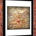 8x8 MAP of PARIS France with a Heart Shape with a Grunge Vintage Border 2 - 8x8 Photograph