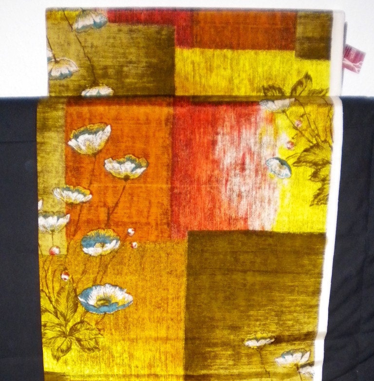 SALE NOS Fabric 1950s 1960s Abstract Floral Tiki Print Mid Century Modern Colorful Vintage lots of yardage