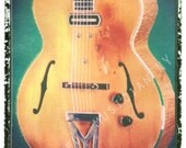 hollow body guitar blonde vintage art print 8 x 10  polaroid gift for boyfriend gift for musician music gift guitar gift guitar men mens him