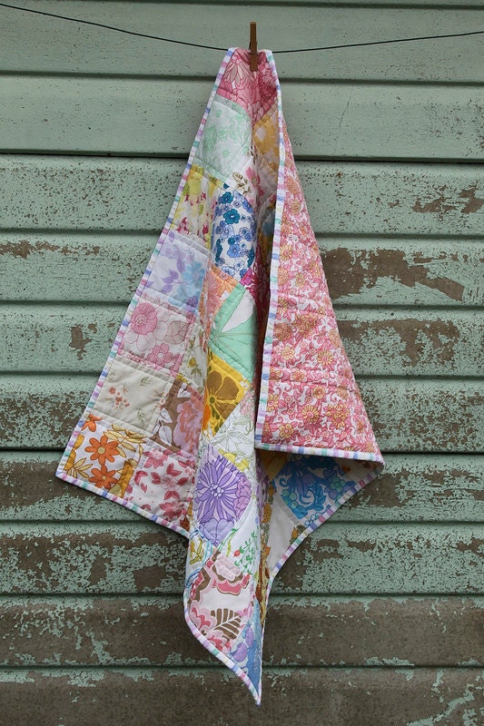 Vintage Sheet Baby Quilt Kit (including wadding/batting)