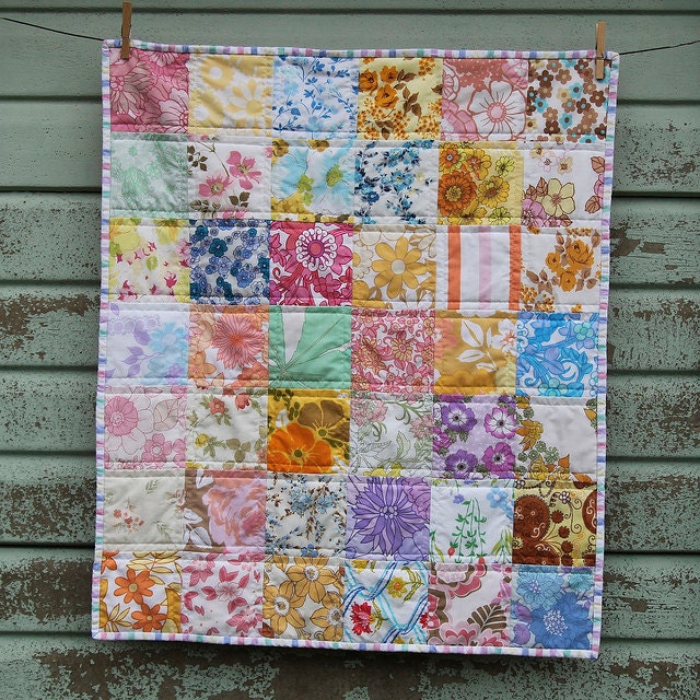 Vintage Sheet Baby Quilt Kit (including wadding/batting)