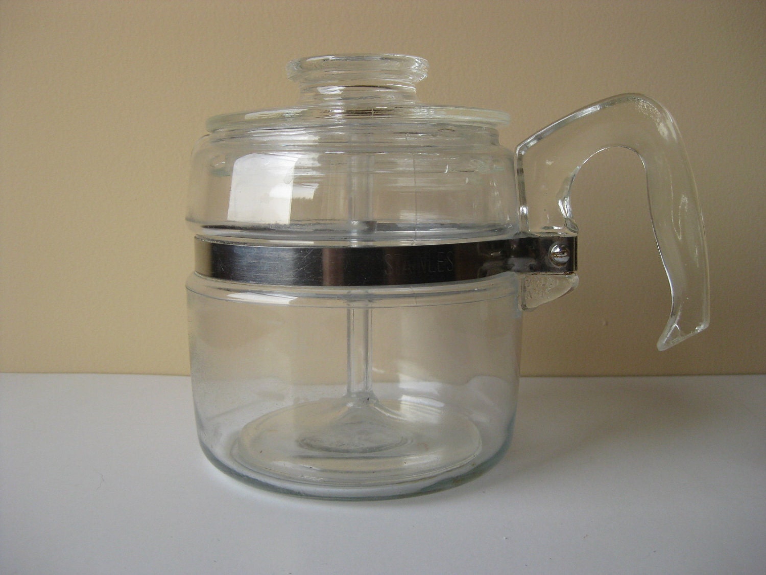 Pyrex percolator Coffe Pot Vintage Stove top clear by LocustTree