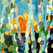 Birch Tree Painting Colorful Impressionistic Landscape Art Canvas Square 20" x 20"