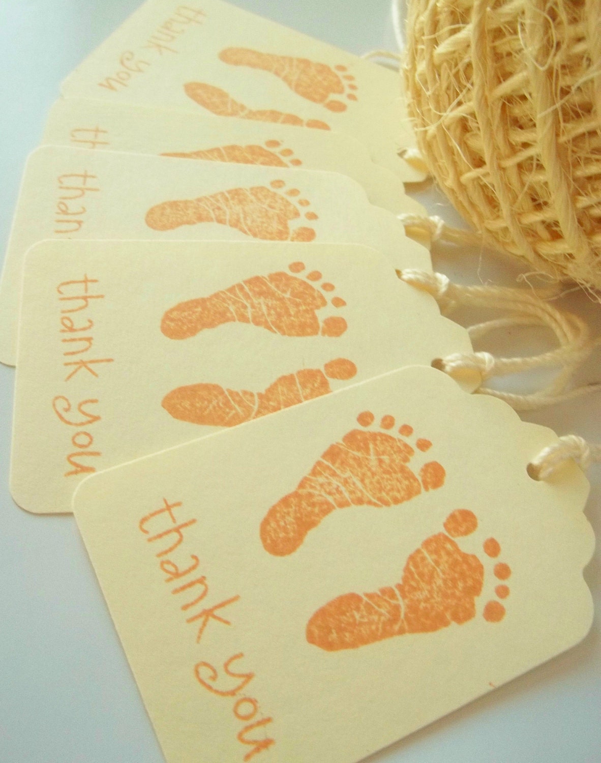 10 Baby Footprints Gift Tags -Baby Shower Favors- Vintage-Boy or Girl