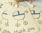 Baby Stroller Tags , Baby Shower  Favor Tags, Thank You Tags - Boy , Blue