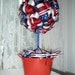 Red, White & Blue/Flag/Stars and Stripes/4th of July/Hero/Veteran/Patriotic Ribbon Centerpiece Topiary