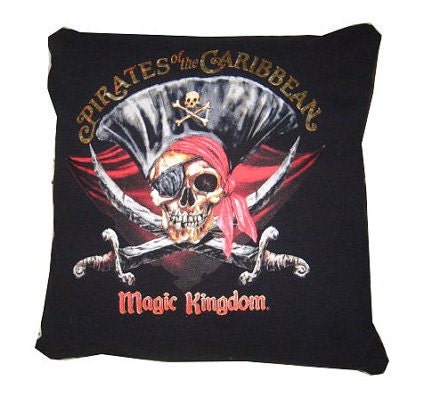 T-shirt Pillow - Pirates of the Caribbean Disneyland ride recycled t-shirt pillow throw cotton