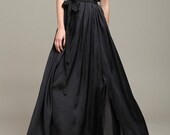 Black and white/women clothing/dress/long/one shoulder/sexy/long/chiffon/custom made