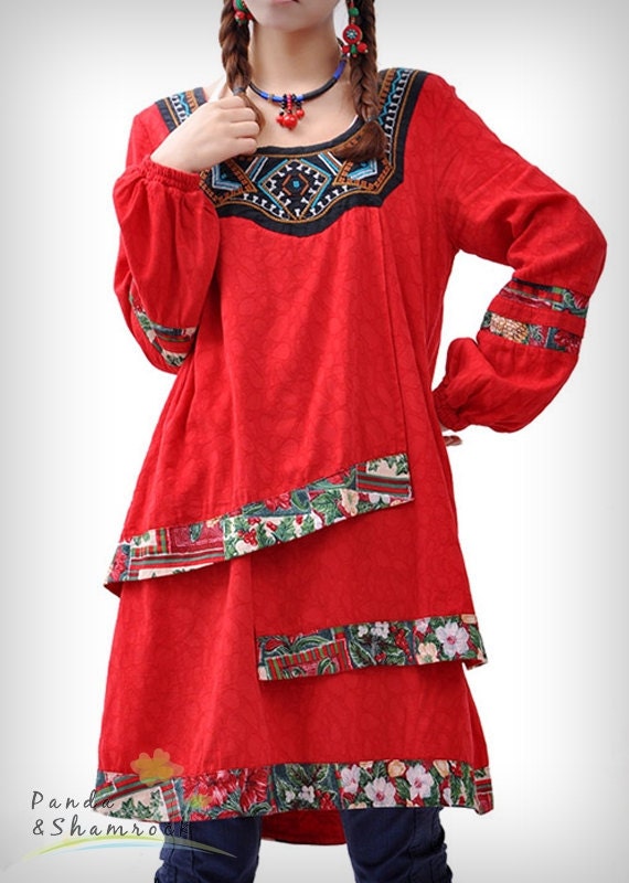 China doll/women dress/ long blouse/blue/black