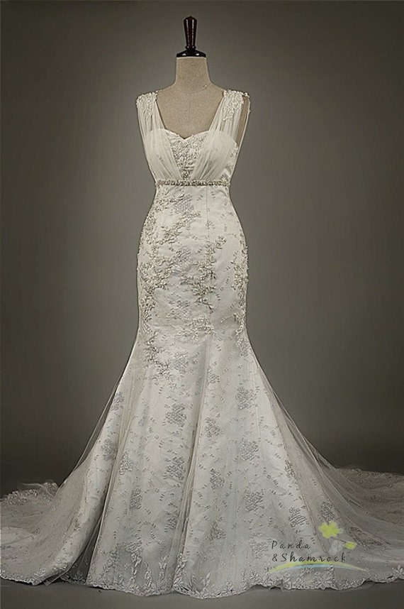Alexis/women clothing/wedding gown/bridal dress/fish tail/mermaid/custom made/lace/sweetheart line/ALL SIZE