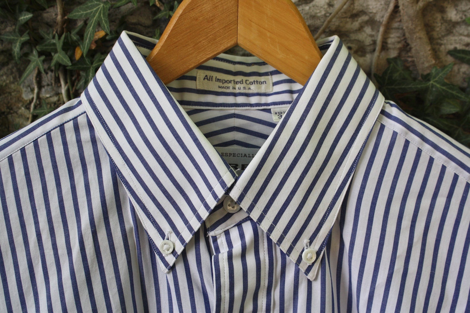 Vintage Blue White Stripe Dress Shirt Corbin Mens 15.5 - 34