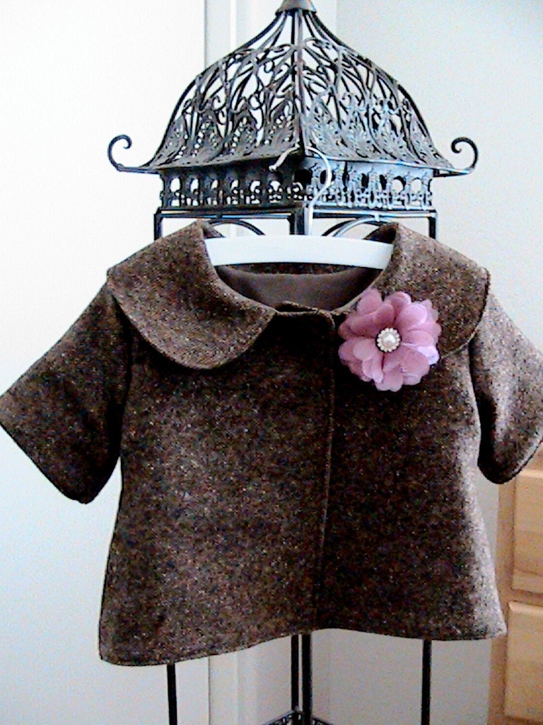 Brown Tweed Short Sleeved Jacket