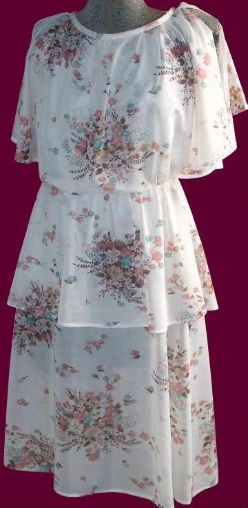 Vintage 1970s Tiered Floral Dress in Earth Tones