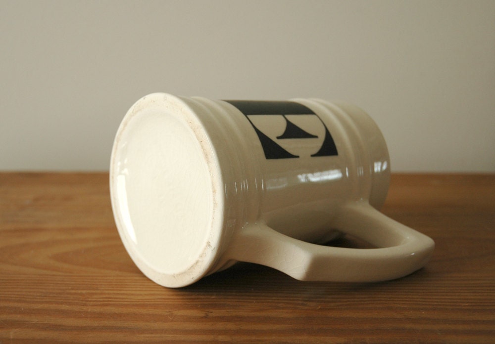 Letter E Beer Stein Mug, Vintage Typography Initial