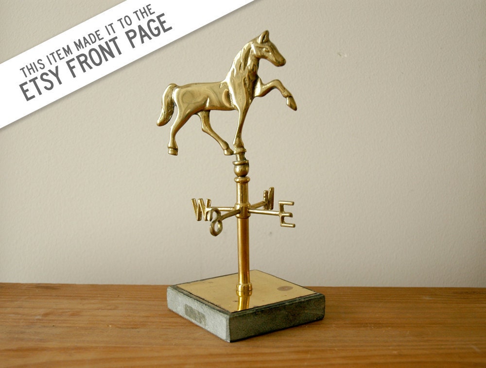 Vintage Brass Horse Weathervane Desktop Farmhouse Home Decor Weather Vane