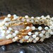 Blue Aquamarine Gold Nugget Bead Weave Long Necklace Wrap Bracelet
