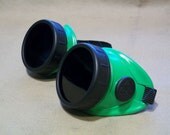 Fluorescent GREEN CYBER GOGGLES - Basic Green Steampunk Dieselpunk Cyber Optic Conductors