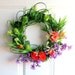 RESERVED Spring Wreath - Summer Wreath - Mini Wreath - Lime Green Hops, Orange Roses, Purple Larkspur Wreath - Willow Wreath