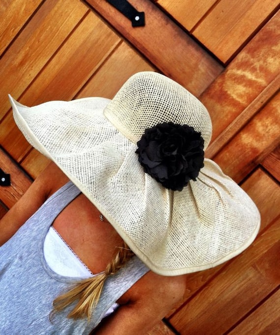 Floppy Summer Sun Hat Extra Wide Brim SunHat With Removable Flower Women's
