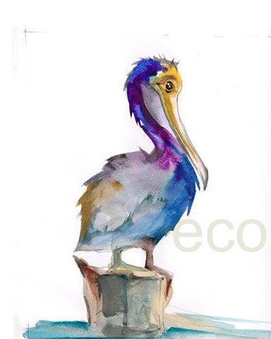 8x10 inch ORiGINAL painting of PELICAN