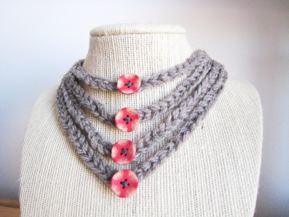 4-Strand Necklace - Brown & Red
