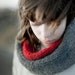 Grey and Red Knitted Cowl