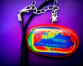Kentucky bluegrass state line necklace. Handmade glass. Bluegrass necklace. Kentucky jewelry.