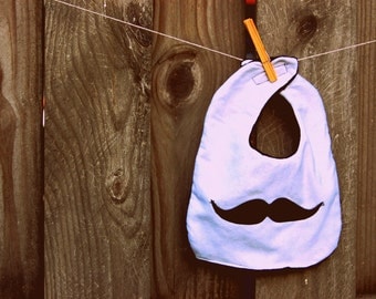 Swanky Shank Hipster Bib "The Laswell" Reversible Mustache and minky fabric/bow-tie
