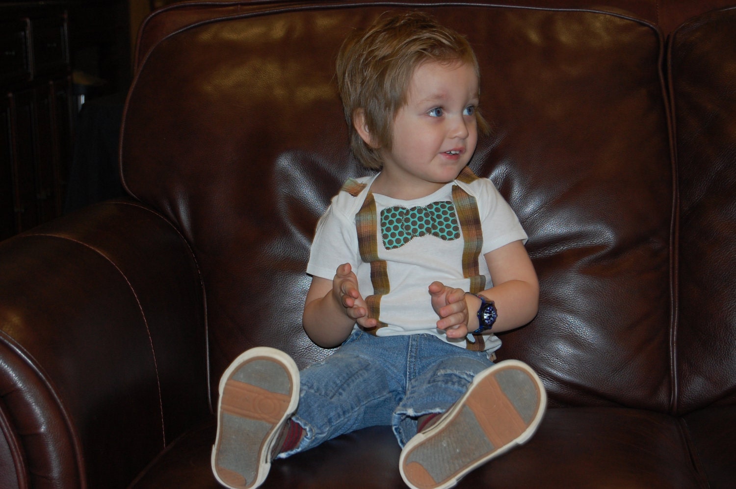 Swanky Baby Boy Onesie Bow Tie and Suspenders "The Swanky Patriot"