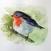 Red Robin Painting, Birds Watercolor original, Roodborstje - birdlovers gift, singing bird, cottage, wildlife chic gift