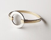Hammered Circle Sterling and Gold Filled Ring - Gold Mix Metal Ring - Circle Ring