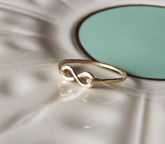 Hammered Gold Filled or Sterling Infinity Band - Gold Ring - Stackable Ring - Hammered Ring