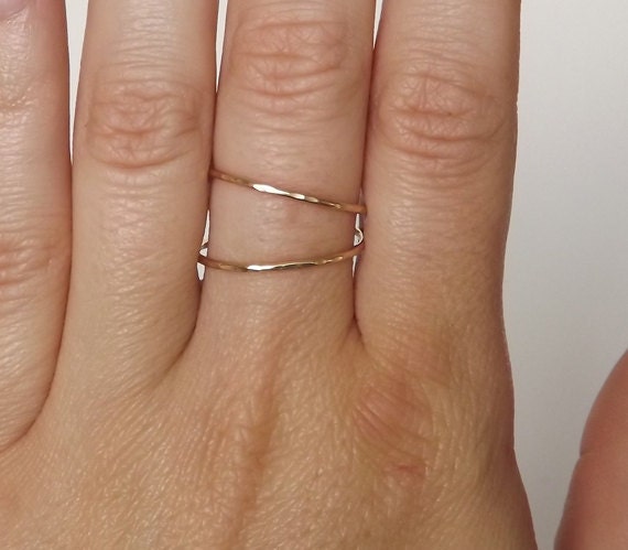 Hammered Asymmetrical Gold Filled "Hug" Ring - Gold Ring - Gold Band - Stacking Rings