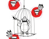 Teacup Teapot Cage A5 Print