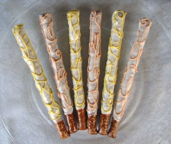 Shower Favors - Gourmet White Chocolate Dipped Pretzels 1 Dozen