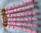 BABY Shower Favors - It's a GIRL - Gourmet White Chocolate Dipped Pretzels 1 Dozen