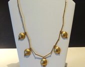 Vintage Gold Necklace Bib, 1970's Chunky