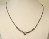 Vintage Rhinestone Necklace with Pearl- 1960's-1970's