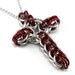Dark Red Chainmail Cross Necklace - Celtic Style Metal Cross Pendant for Men Women