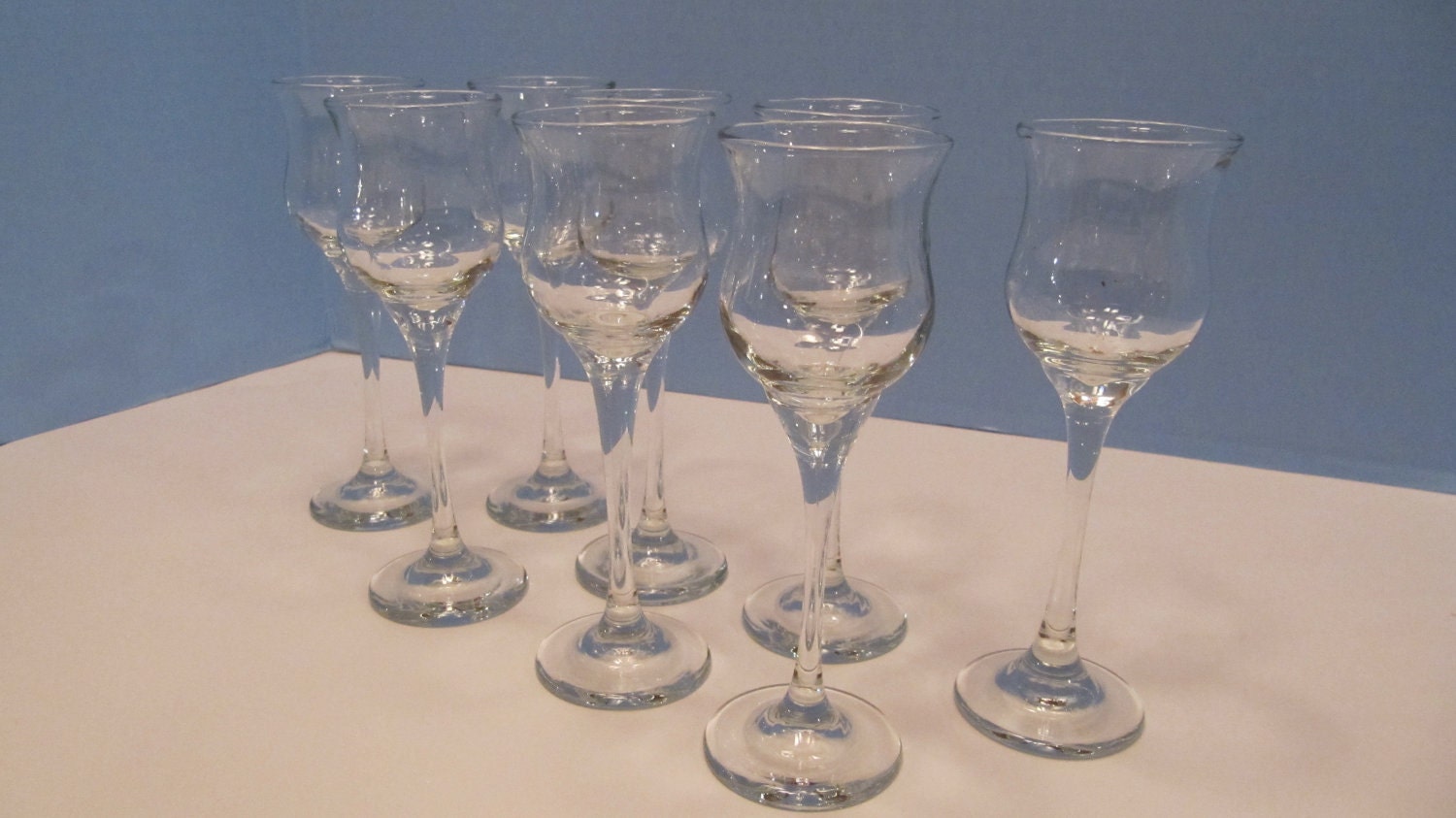 Wedding - Set of Eight Vintage Clear Glass LIBBEY PETIT CONNISSEUR Cordials In Original Box