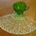 Beautiful Set Of Four Daisy And Button Fan Snacks Set With Green Cups By Anchor Hocking