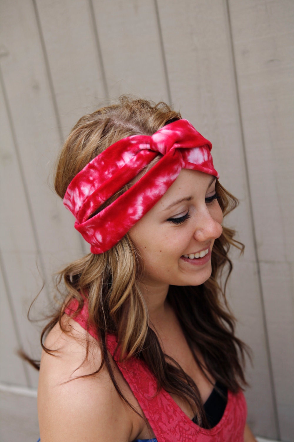 Red Tie Dye Upcycled headband