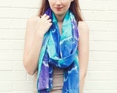 Aqua, Blue and Purple Tie Dye scarf