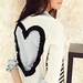 Heart Cut out Sweater (super wide cut out) Upcycled Heart Cardigan Sweater