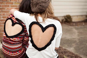 Heart Cut out Sweater (super wide cut out) Upcycled Heart Cardigan Sweater