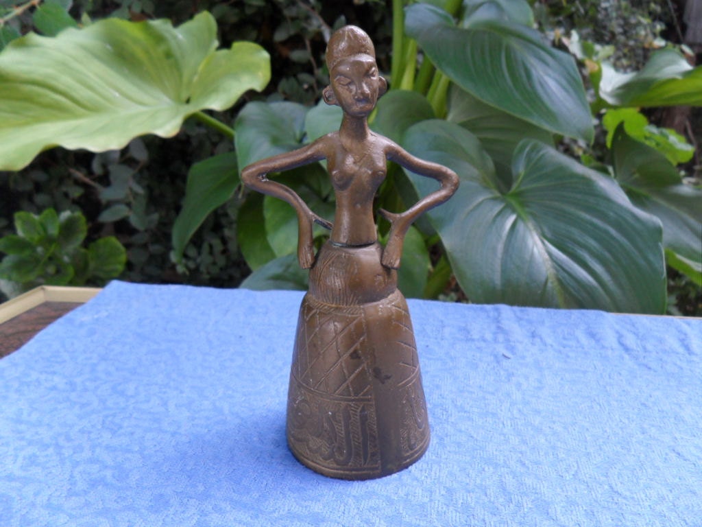 Vintage Brass Bell African Dancer