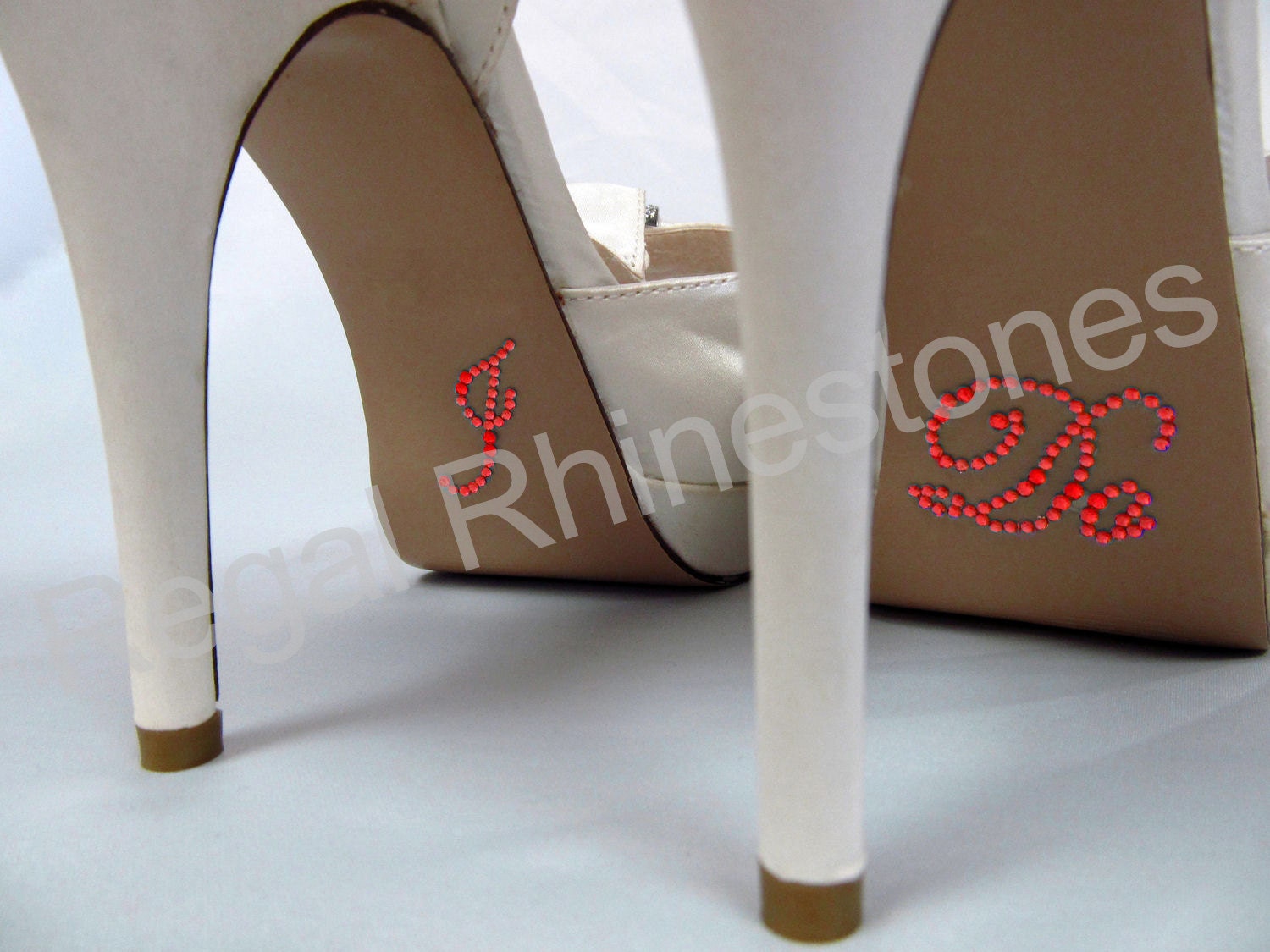 I Do Shoe Stickers: LIGHT RED SCRIPT Rhinestone I Do Wedding Shoe Appliques - Rhinestone I Do Shoe Stickers for your Bridal Shoes