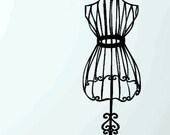 Vintage-style vinyl Dress Form. Custom Vinyl Decal.